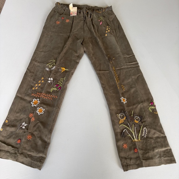 Johnny Was Pants - Johnny Was Olive Wide Leg Embroidered Floral Pants